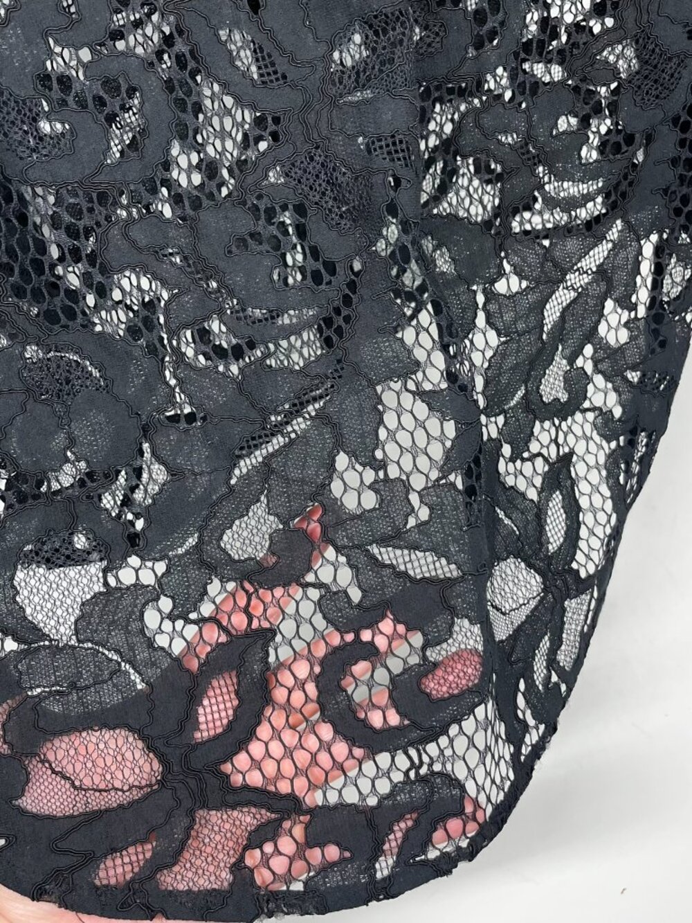 Diane Von Furstenburg Black Lace Crochet Collared Long sleeve Button Down, Sz. 8 - Picture 8 of 11